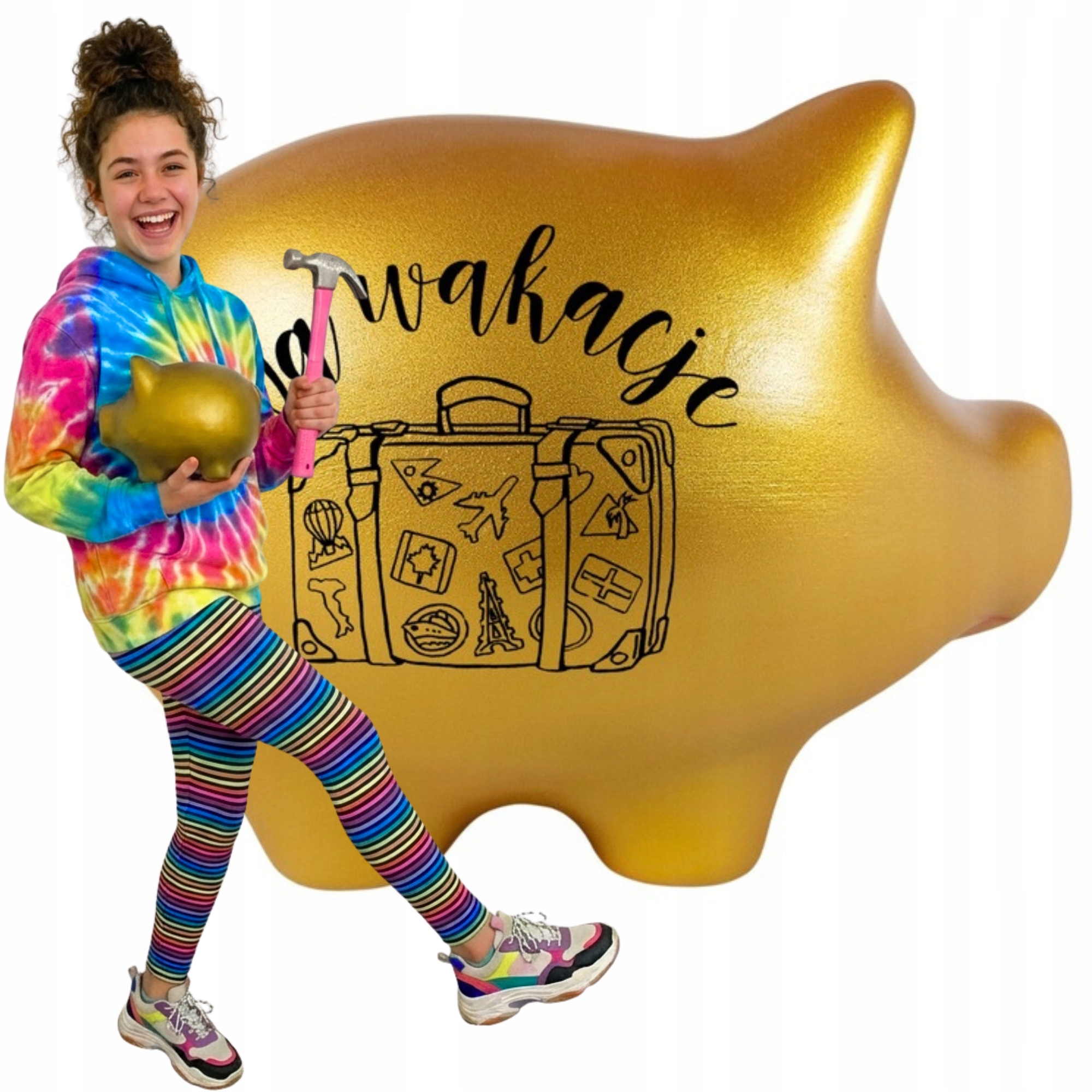 Personalizovaná pokladnička s názvem Grafika zlatá Keramická k rozbití