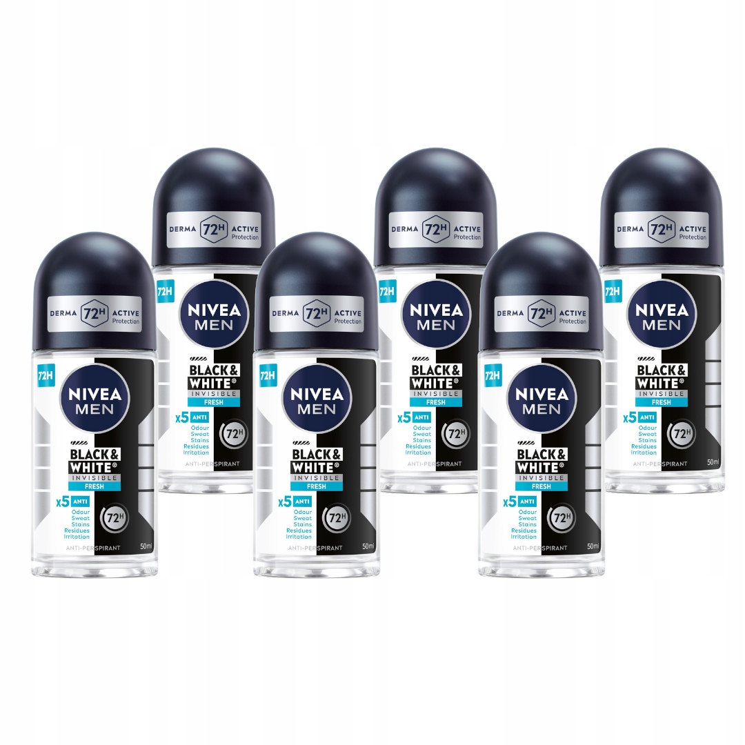 Nivea Men Black&White Fresh Sada pánských antiperspirantů v kuličce 6x50 ml