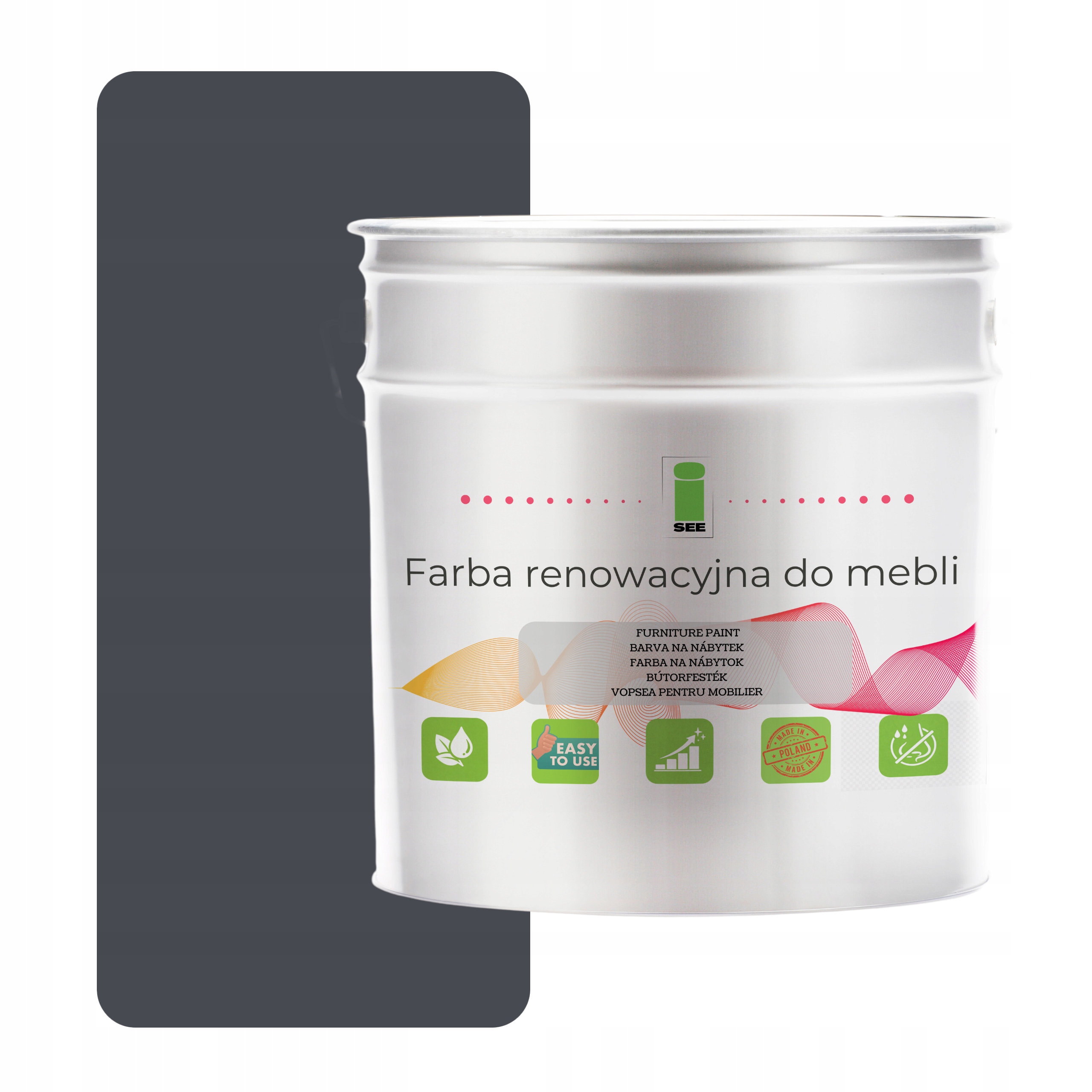 Barva na kuchyňský nábytek 7024 grafitový lesk 2,5L na přední stranu, dřevo 2v1