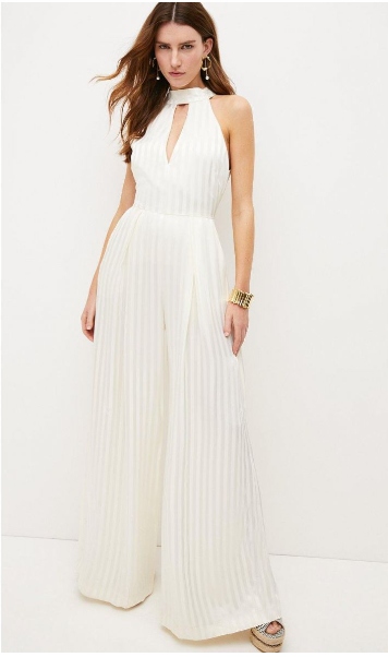 Karen Millen Saténová Kombinéza Ecru S Proužky 38 2AXD2_A* 38 2_X T5A