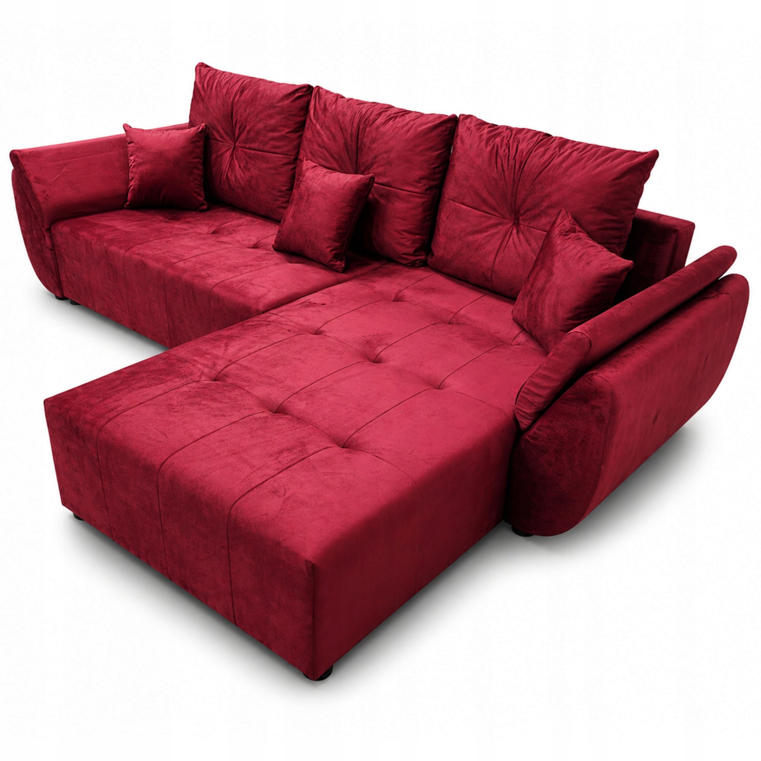 Červený Rohová Sedací Souprava Rozkládací Rohová Sedačka Funkce Spaní Mira Pružinová Nádoba