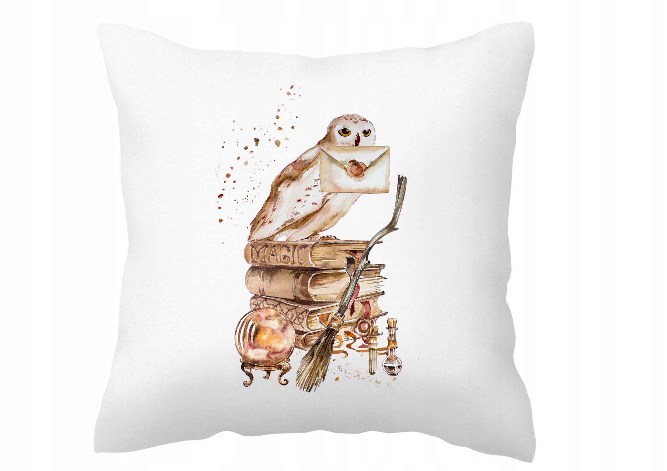 

Poszewka na poduszkę magia sowa list księga zaklęć