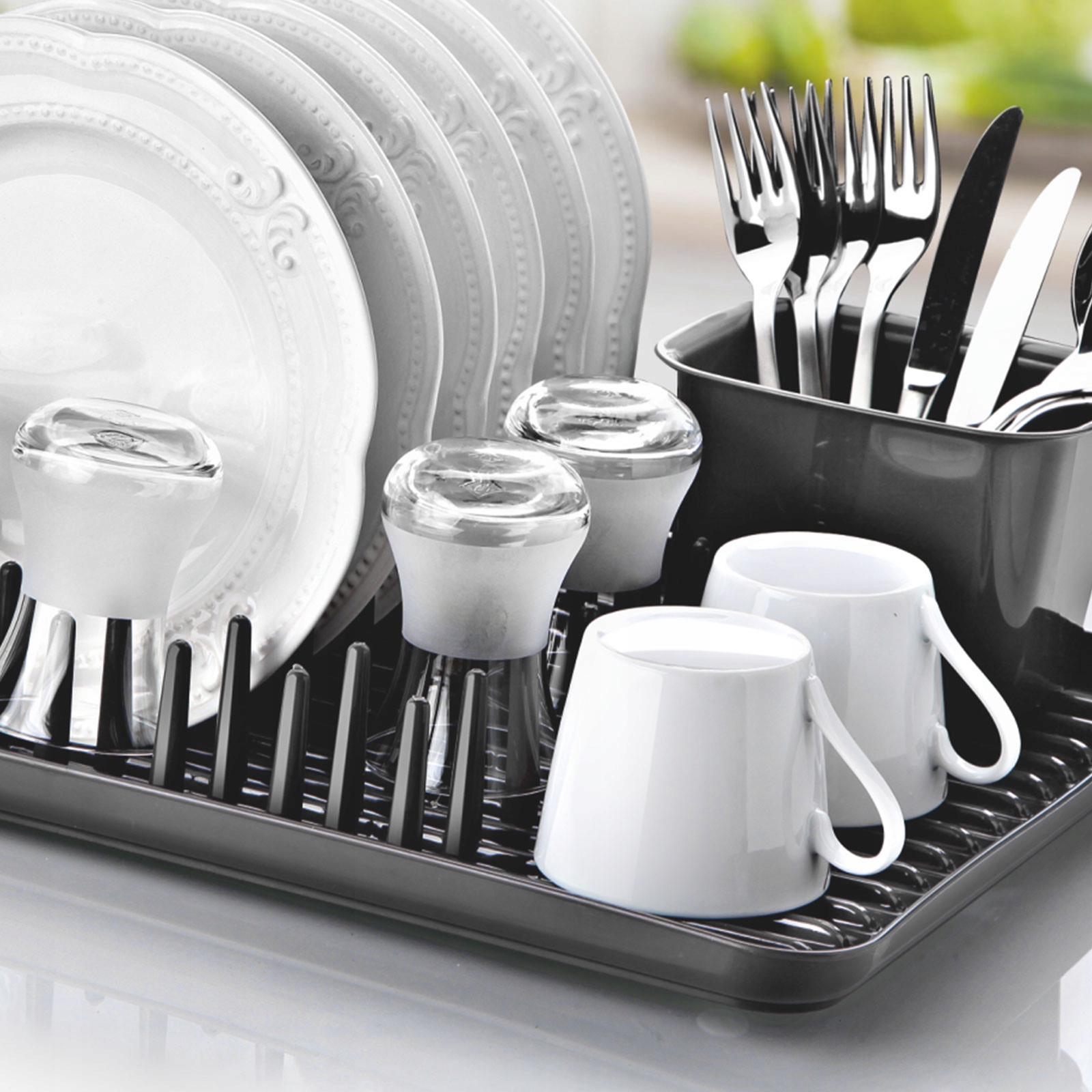 SUSZARKA DO NACZYŃ SZARA STOJĄCA OCIEKACZ DUŻA PLASTIKOWA NA ZLEW SZTUĆCE Marka Smart Kitchen