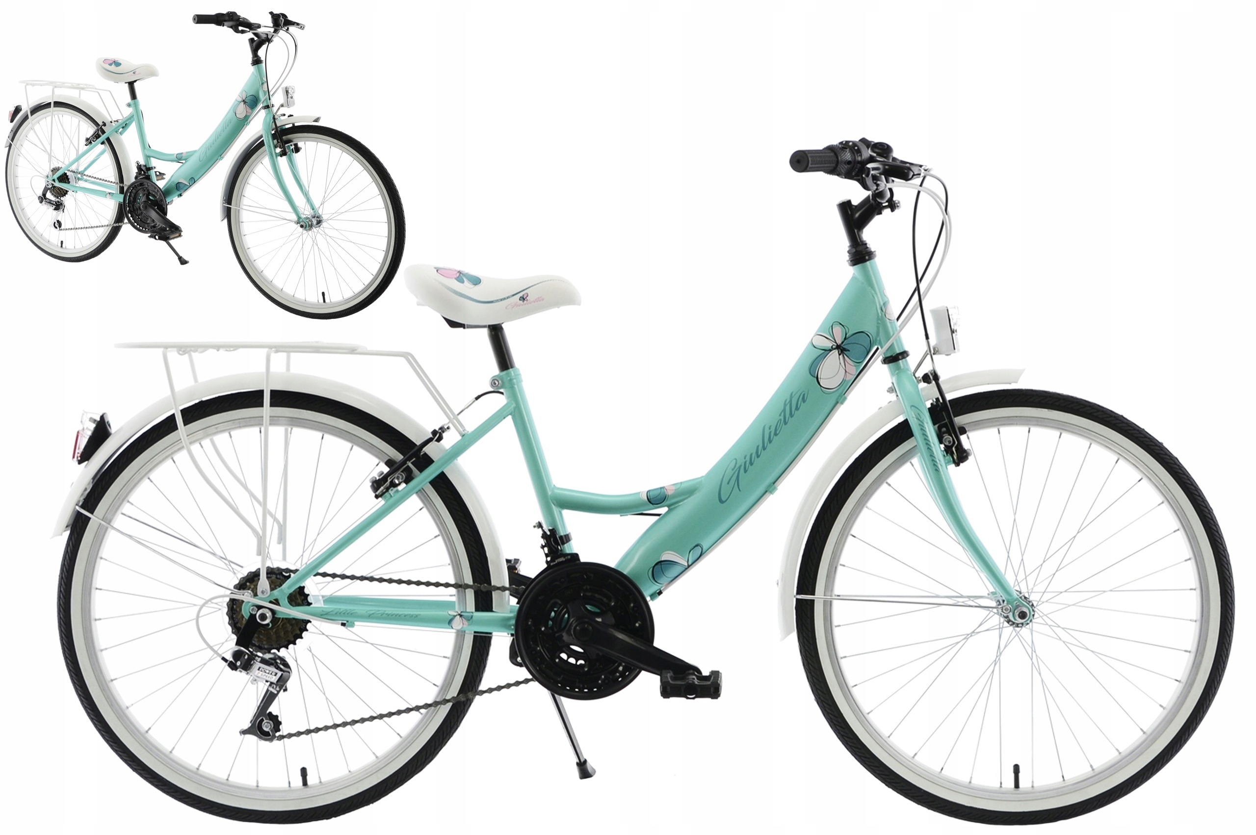 Rower dziecięcy 24" Kands Giulietta rama 14' miętowy biały R24