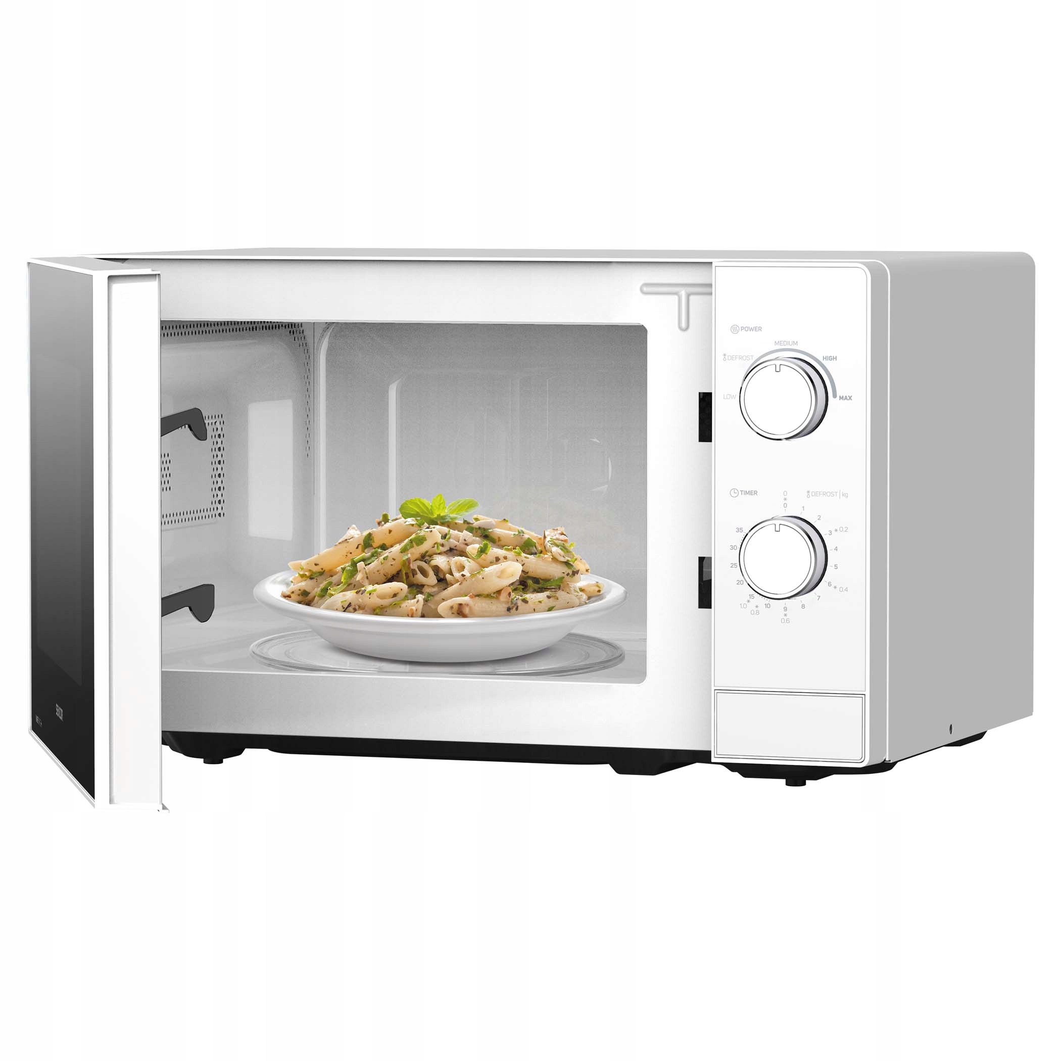 Mikrofalówka Kuchenka Mikrofalowa Biała Proste Sterowanie Mechaniczne