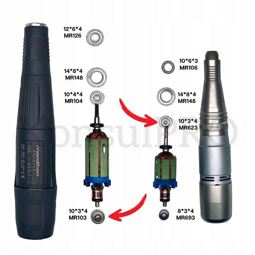 Łożysko frezerki Marathon, Semilac 10x3x4 NSK MR623