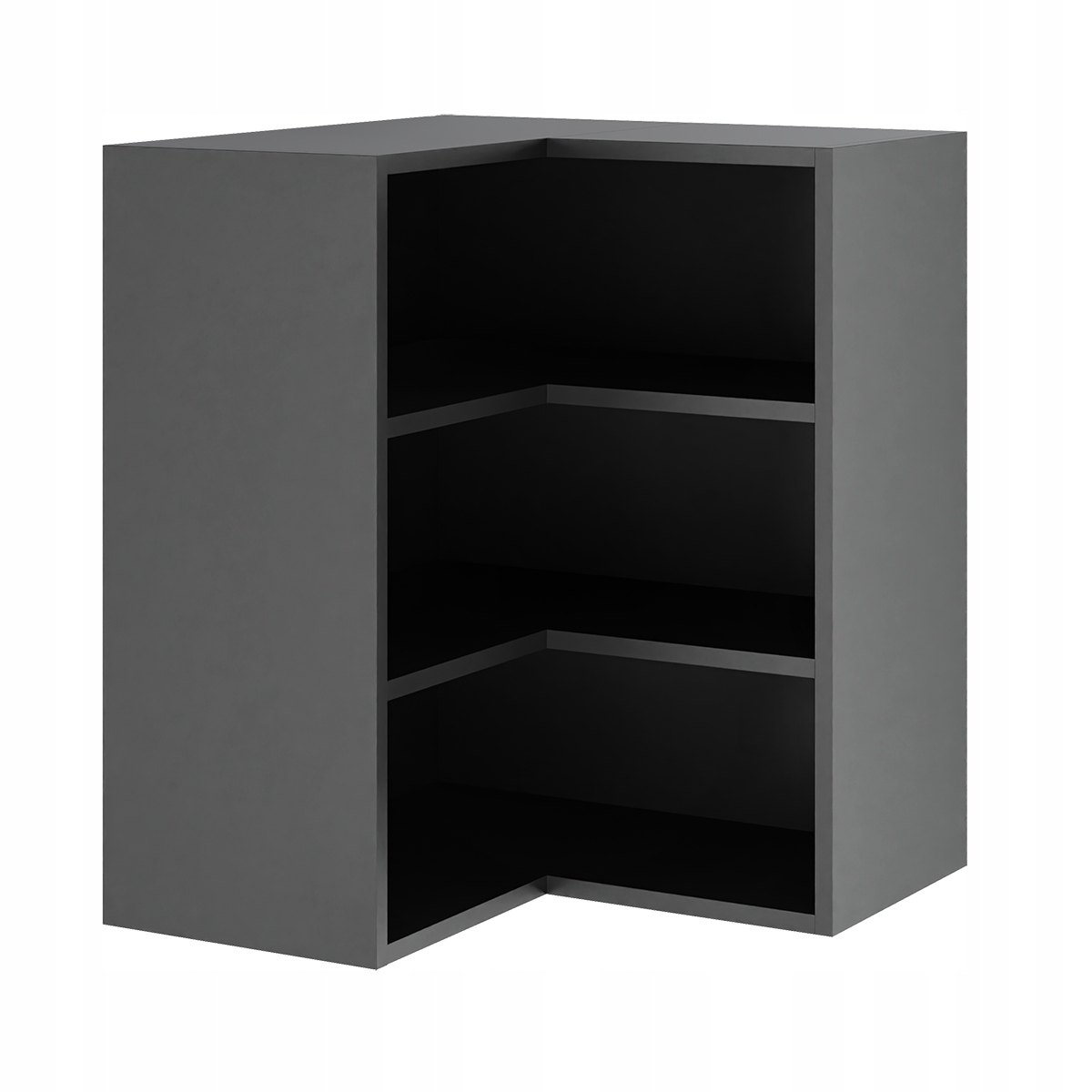 Černá horní rohová kuchyňská skříňka 60/72 s příslušenstvím