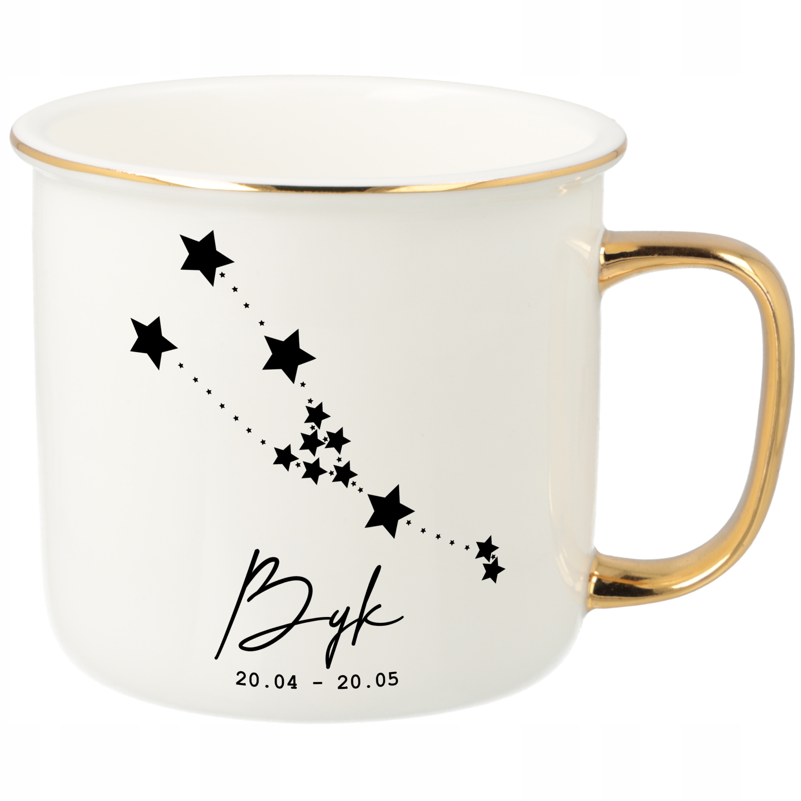 Hrnek Ucho Forma Zlatý Porcelánový Retro Dárek Pro Fanoušky Zodiaků Beran Vzory