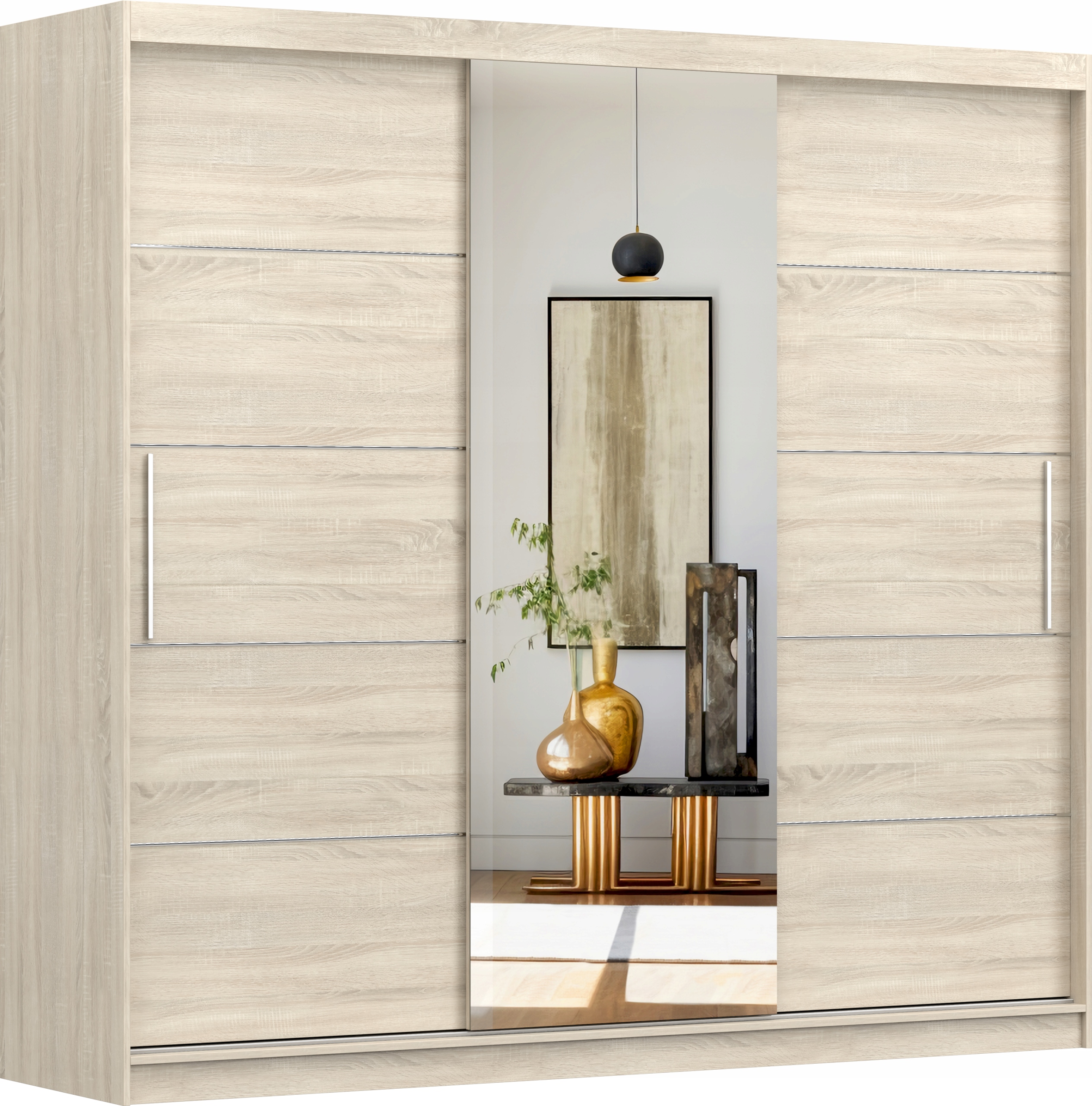 SZAFA PRZESUWNA 3 DRZWIOWA 230 z lustrem PREMIUM duża pokoju sypialniana Szerokość mebla 233 cm