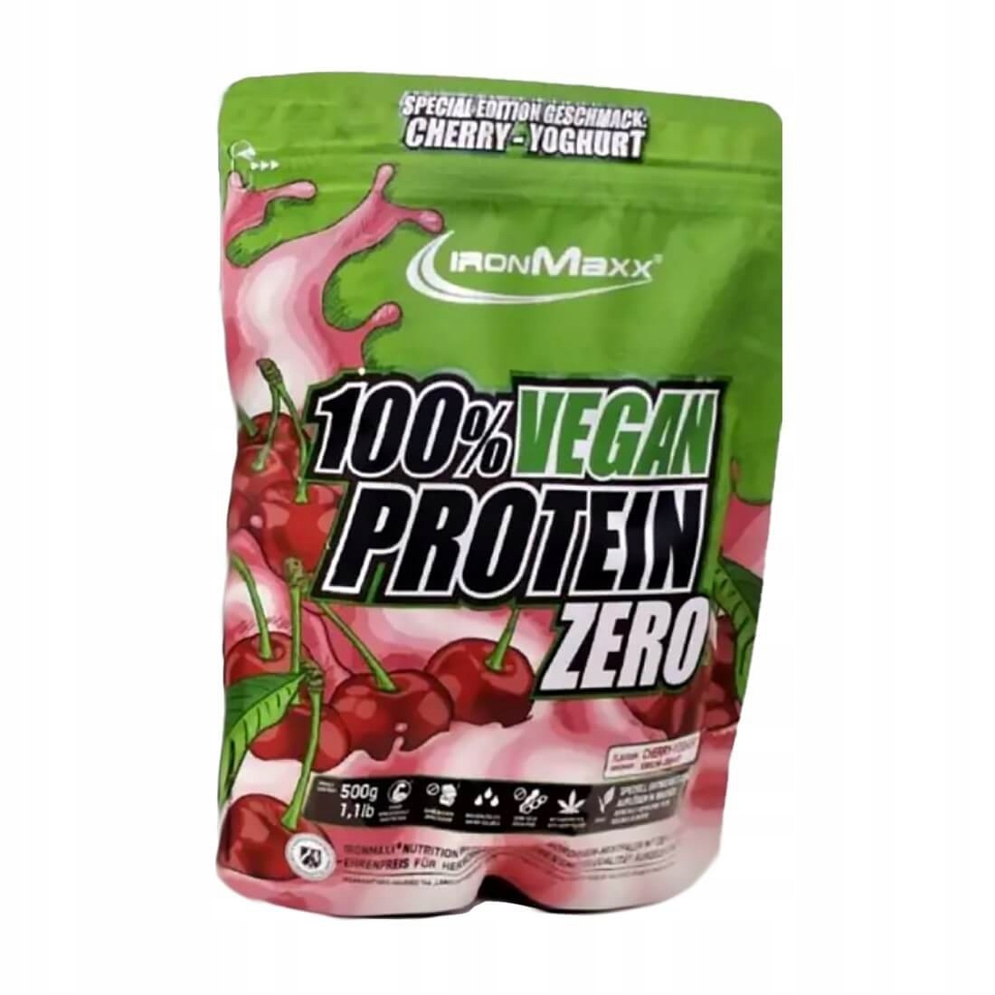 IronMaxx 100 Vegan Protein Zero 500g jogurt wiśniowy IRONMAXX