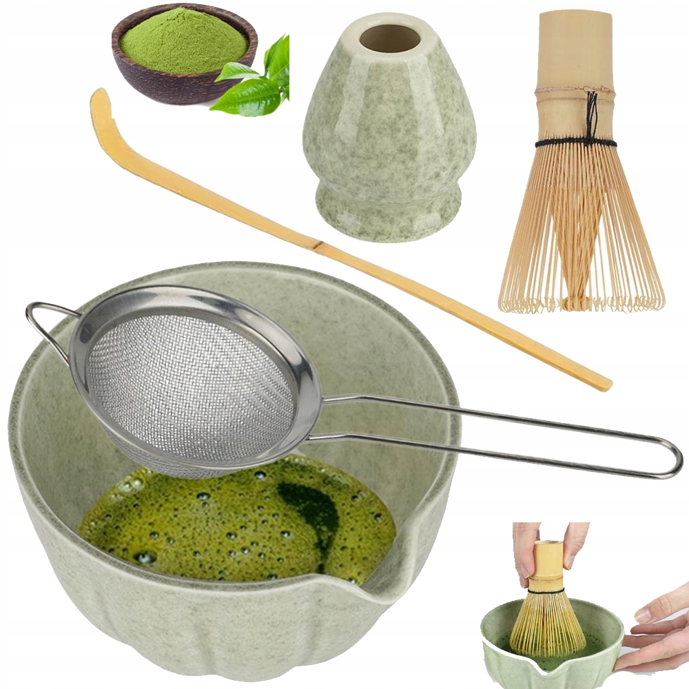 Levně Sada na čaj Matcha Keramická miska s metličkou