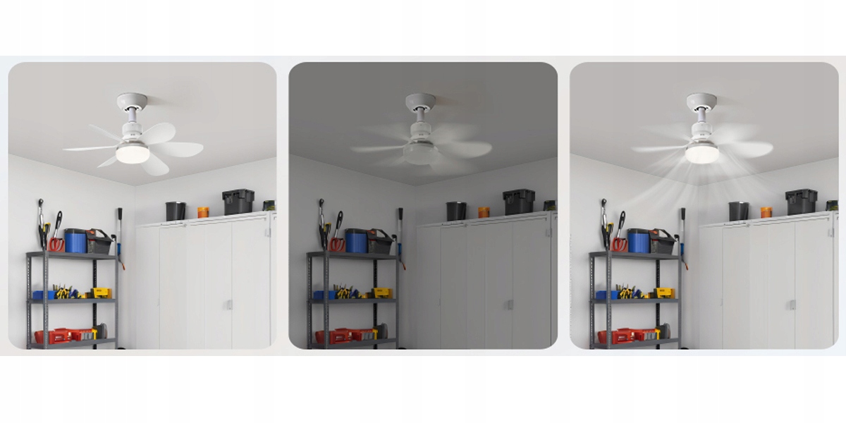 2w1 40w 52cm WIATRAK ŻARÓWKA Lampa LED z Wentylatorem E27 + Pilot Długość/wysokość 52 cm
