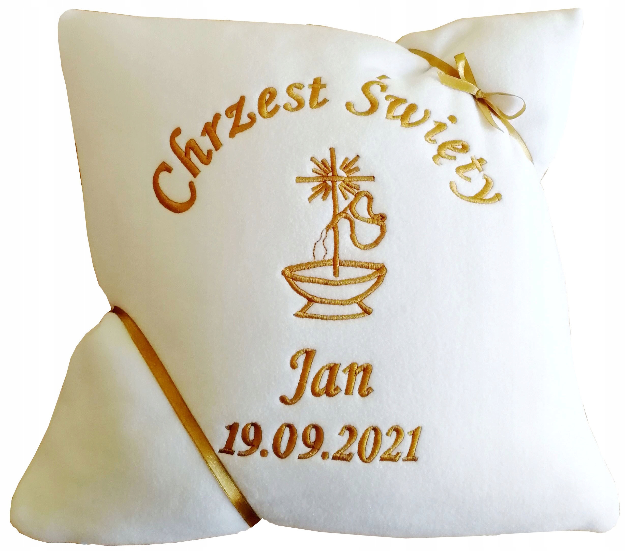 Polštář s Výšivkou dárek Křest suvenýr křtu