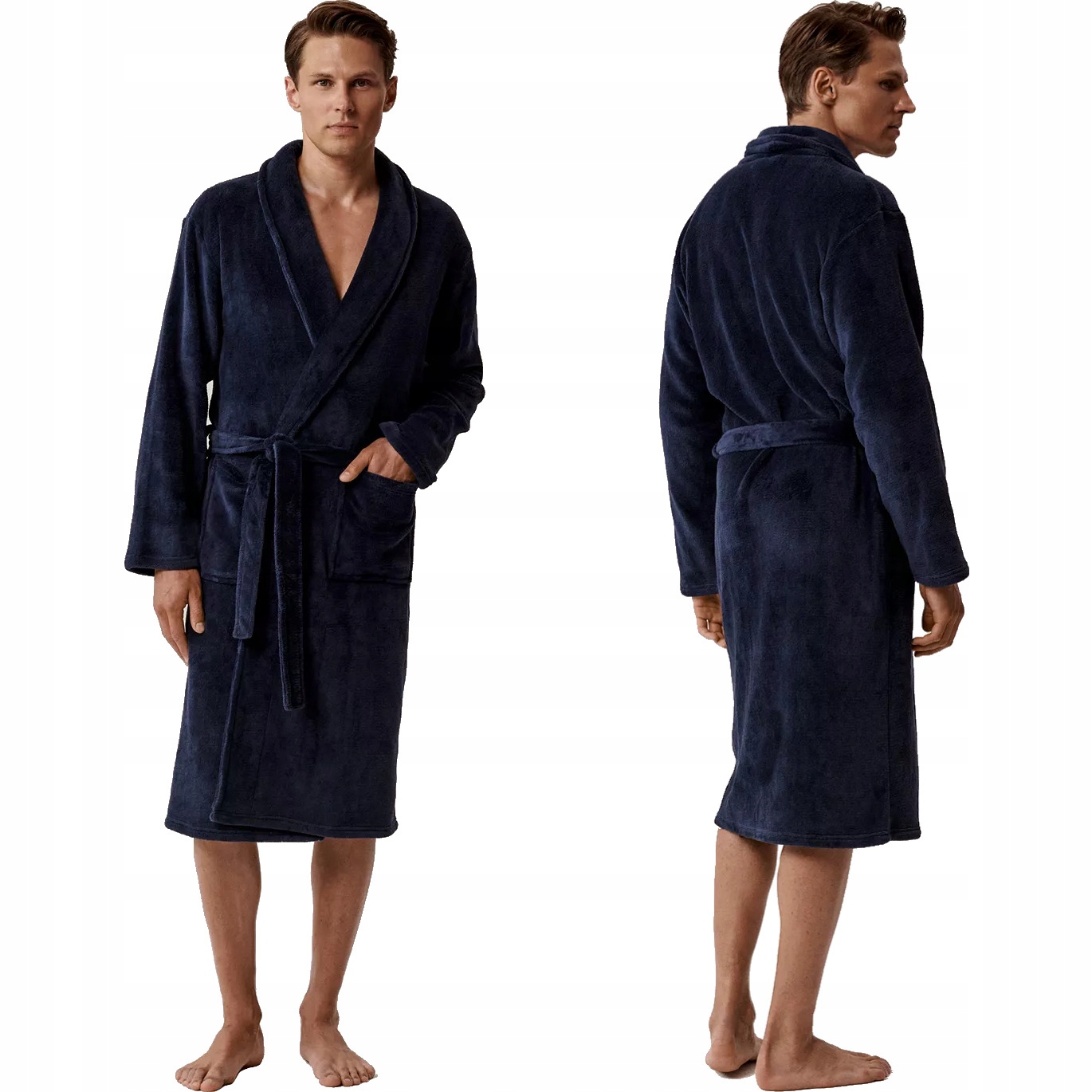 Pánský Fleecový Župan Atlantic SZM002 Tmavě Modrý Homewear Teplý *M/L*