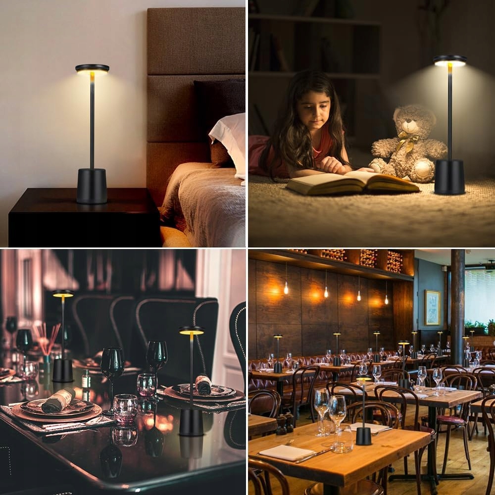 LAMPA STOŁOWA DO CZYTANIA NA ŁÓŻKU LAMPKA BIURKOWA NOCNA DOTYKOWA LED Kolor czarny