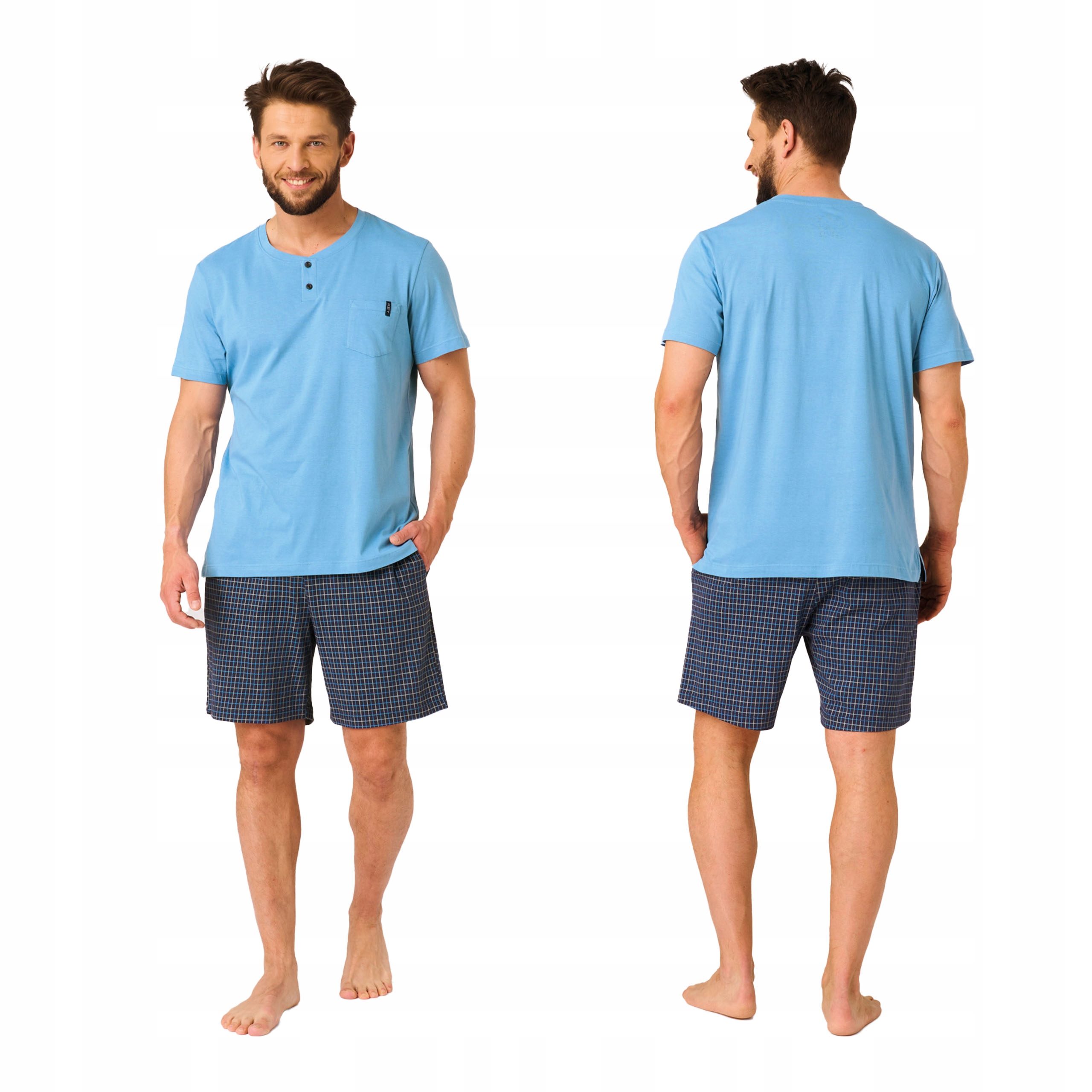 Pánské letní bavlněné Pyžamo Krátké Kraťasy s kapsami M Key
