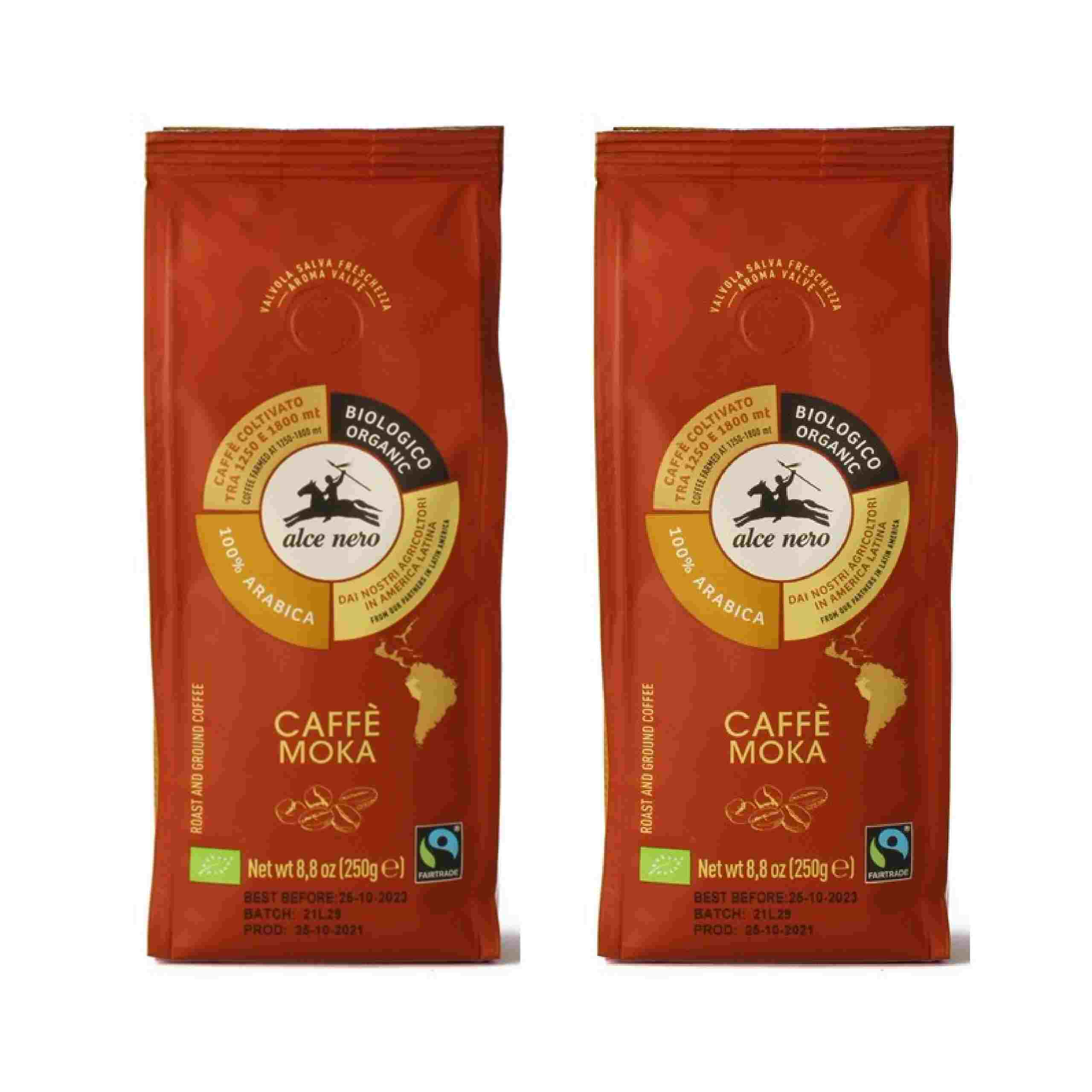 2x Kawa Mielona Arabica 100 % Moka Górska Bio 250 g Alce Nero
