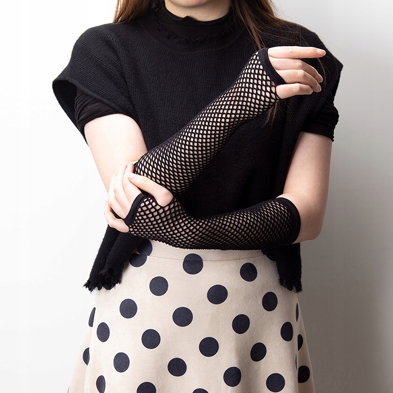 RĘKAWICZKI CZARNE SIATECZKOWE KABARETKI RETRO Materiał dominujący poliester