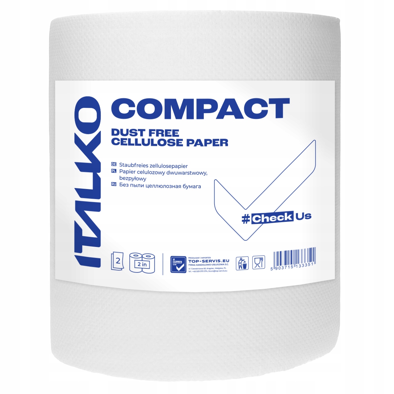 Czyściwo Bezpyłowe Białe Compact Ręcznik Papierowy Celuloza 100%