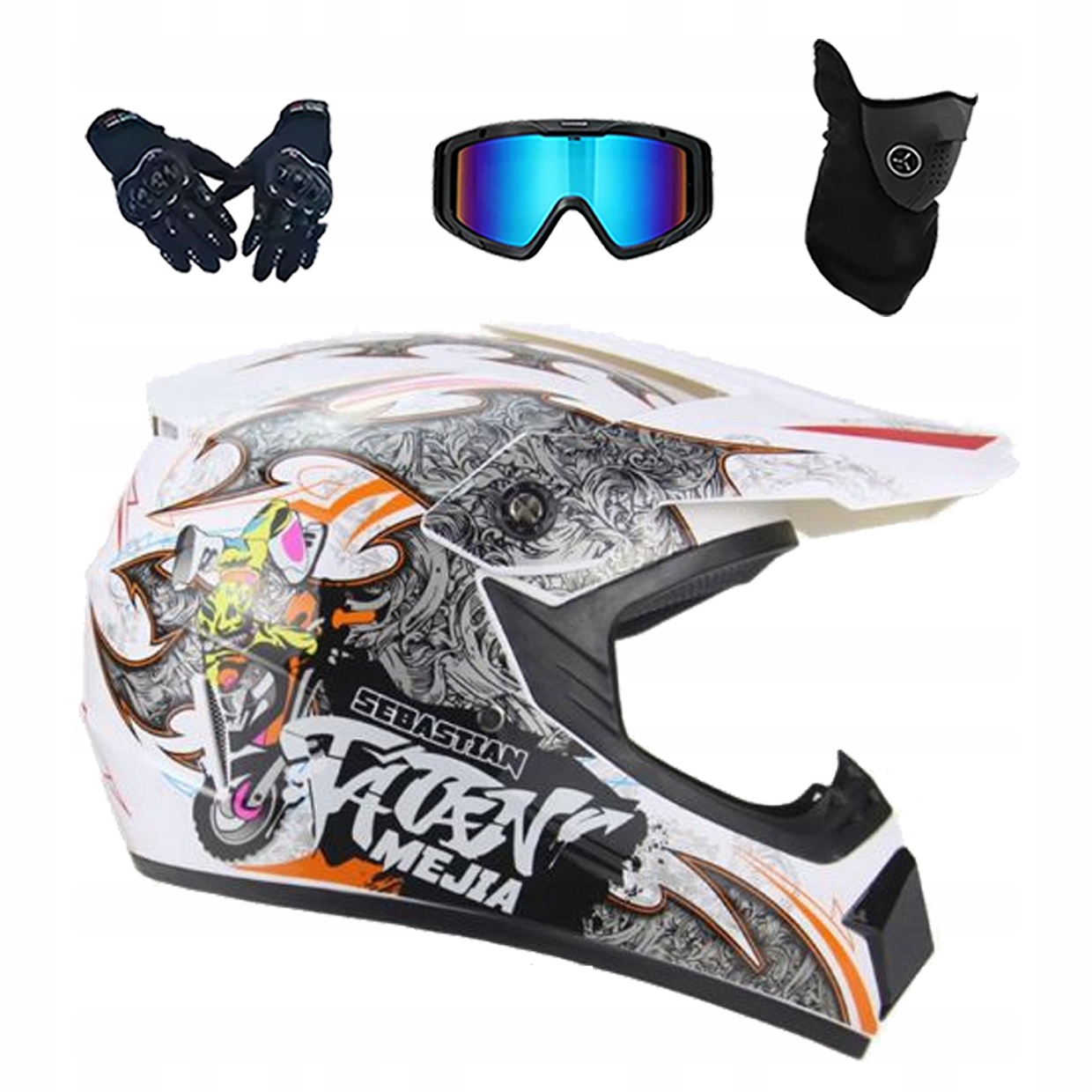 Helma Na Elektrickou Koloběžku Cross Enduro Quad Bmx Helma Brýle Rukavice L
