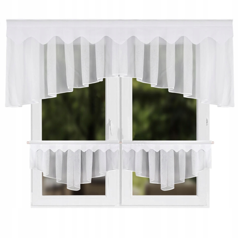 Hotová Záclona S Žárlivostí Komplet Bílá 200 x 80 Do Kuchyně