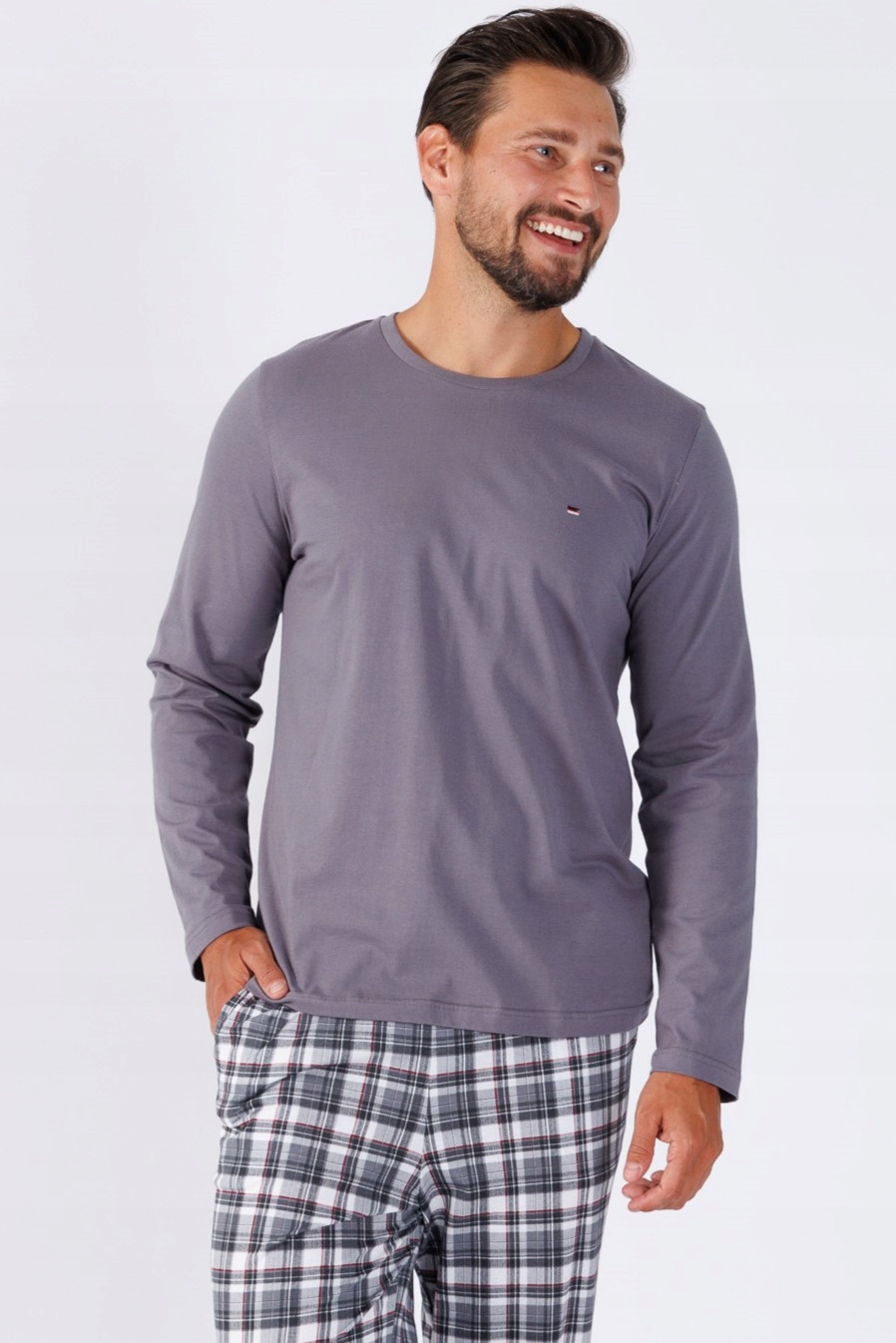 Hotberg Maxim – zajímavé dlouhé pánské pyžamo s kostkovanými kalhotami, velikost XL