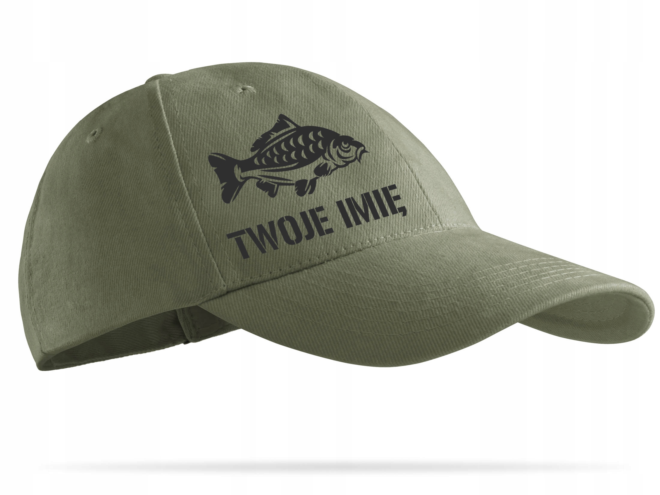 Czapka wędkarska khaki KARP + TWÓJ NAPIS - prezent Rodzaj czapka z daszkiem