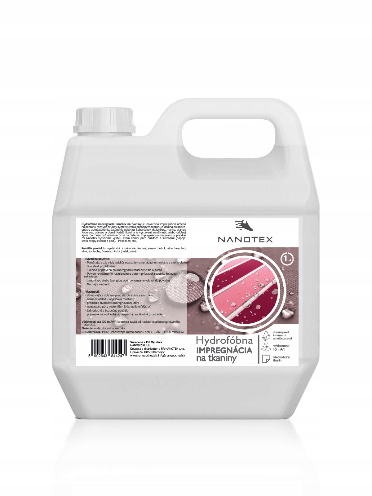 NanoTex uniwersalny impregnat do tkanin mebli tapicerek odzieży 2 Litry