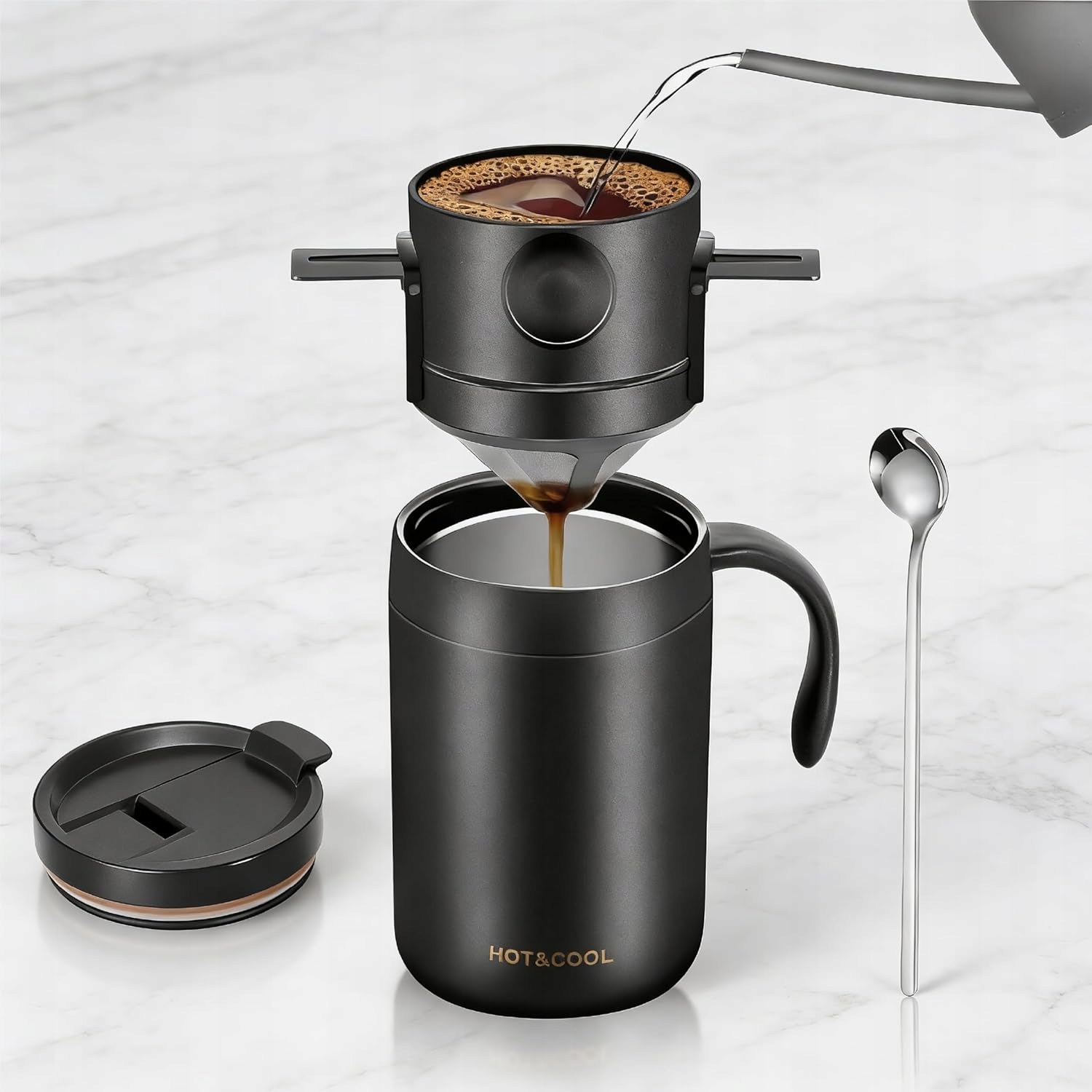 Izolowany zestaw ekspresów do kawy Pour over Ręczny Drip Brew Camp Coffee