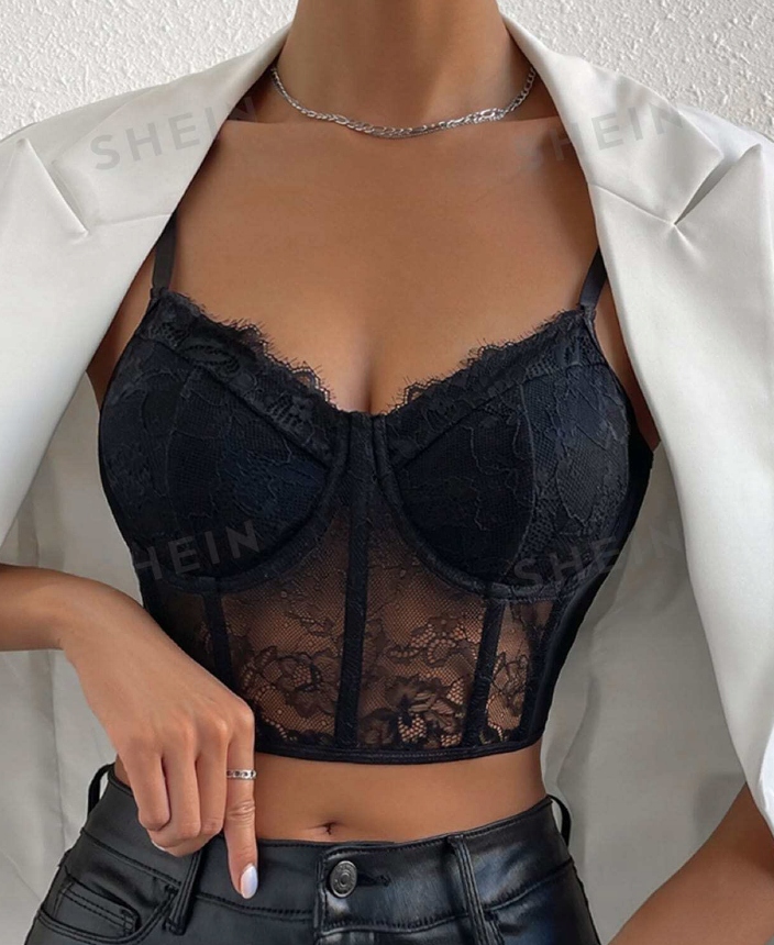 GORSETDAMSKI CZARNY NA RAMIĄCZKACH KORONKA 34 ŁDA Płeć kobieta