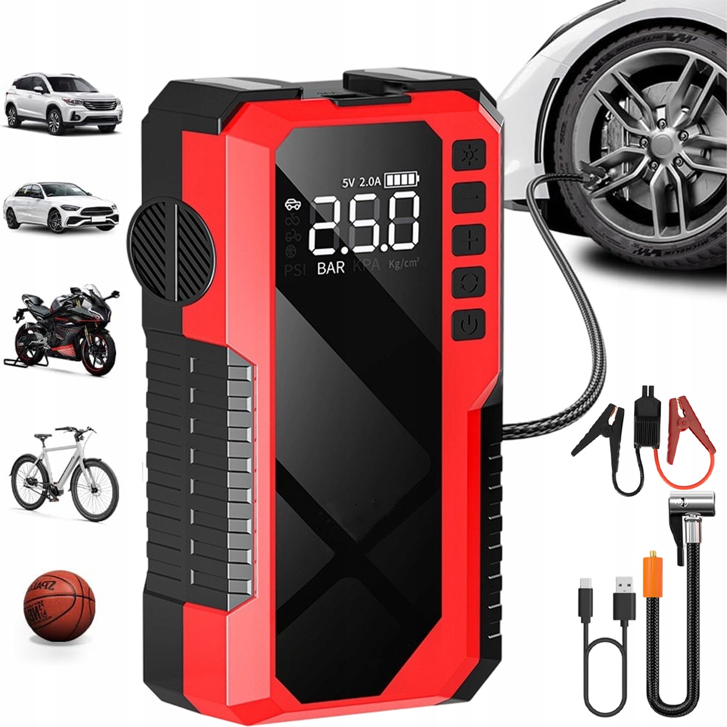 Power Bank Jump Štartér Štartovanie Do Auta 14.8V Displej 6400MAH