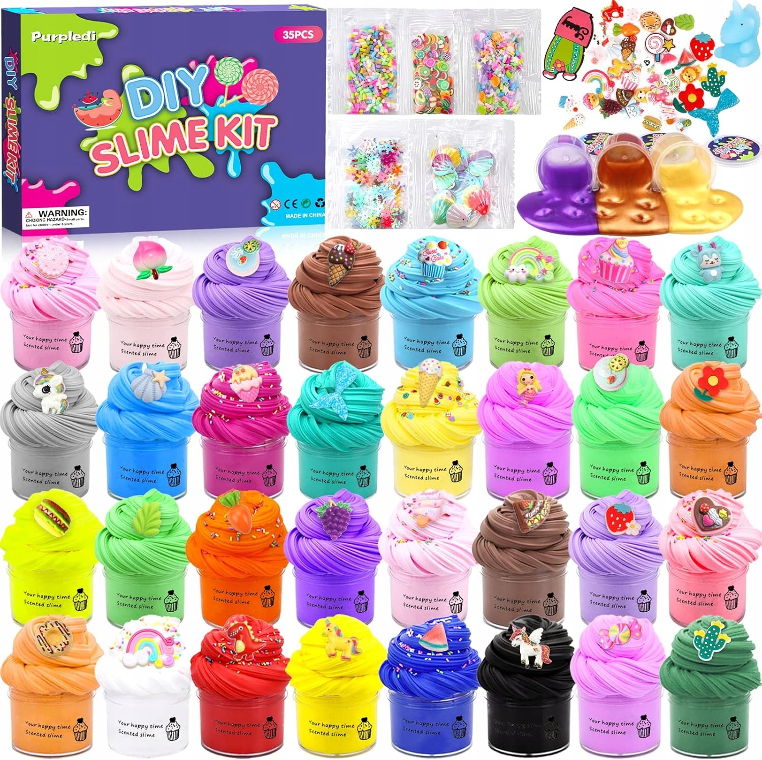Zestaw Slime Fluffy 35 Sztuki Miękkie I Elastyczne Diy Glut