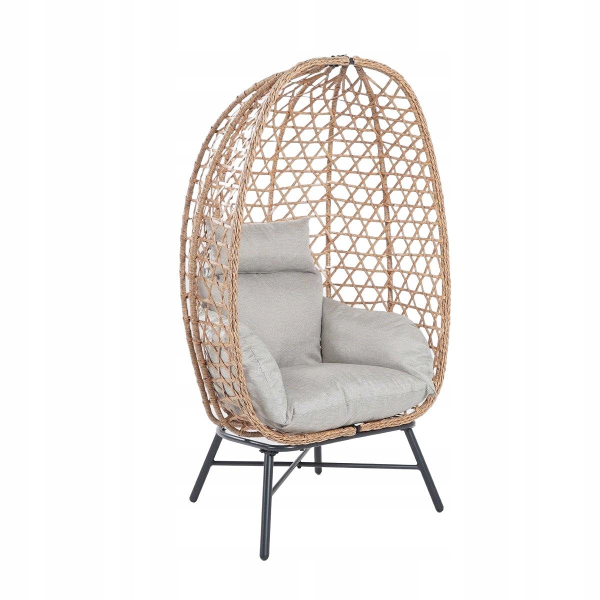 Fotel Paraiso Naturalny z beżową poduszką 85x67x144 cm Homla