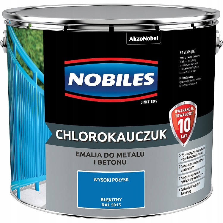 Nobiles Farba Chlorokauczukowa Do Metalu I Betonu Błękitny 5015 5L