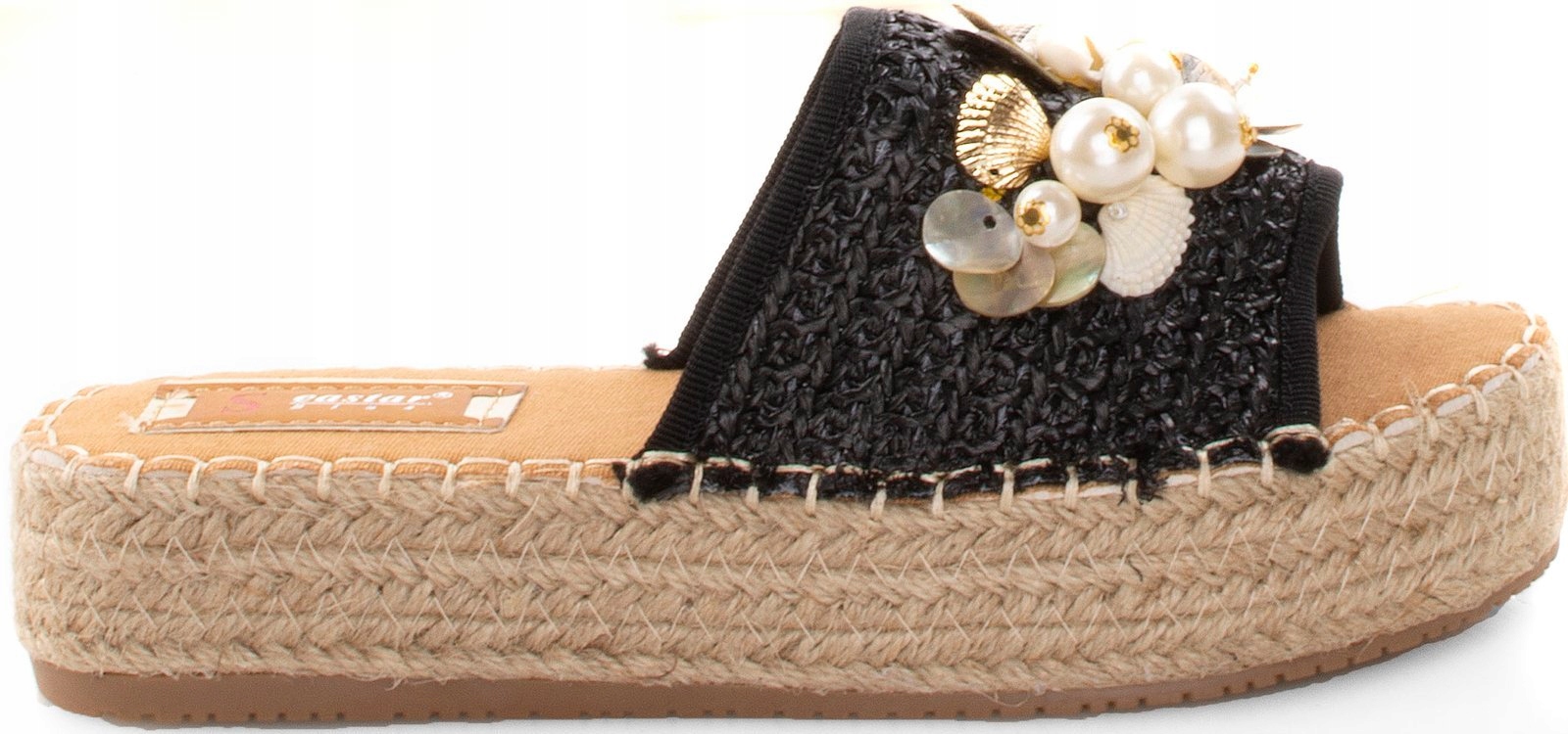 

5574 Czarne Klapki Espadryle Gruba Podeszwa 39