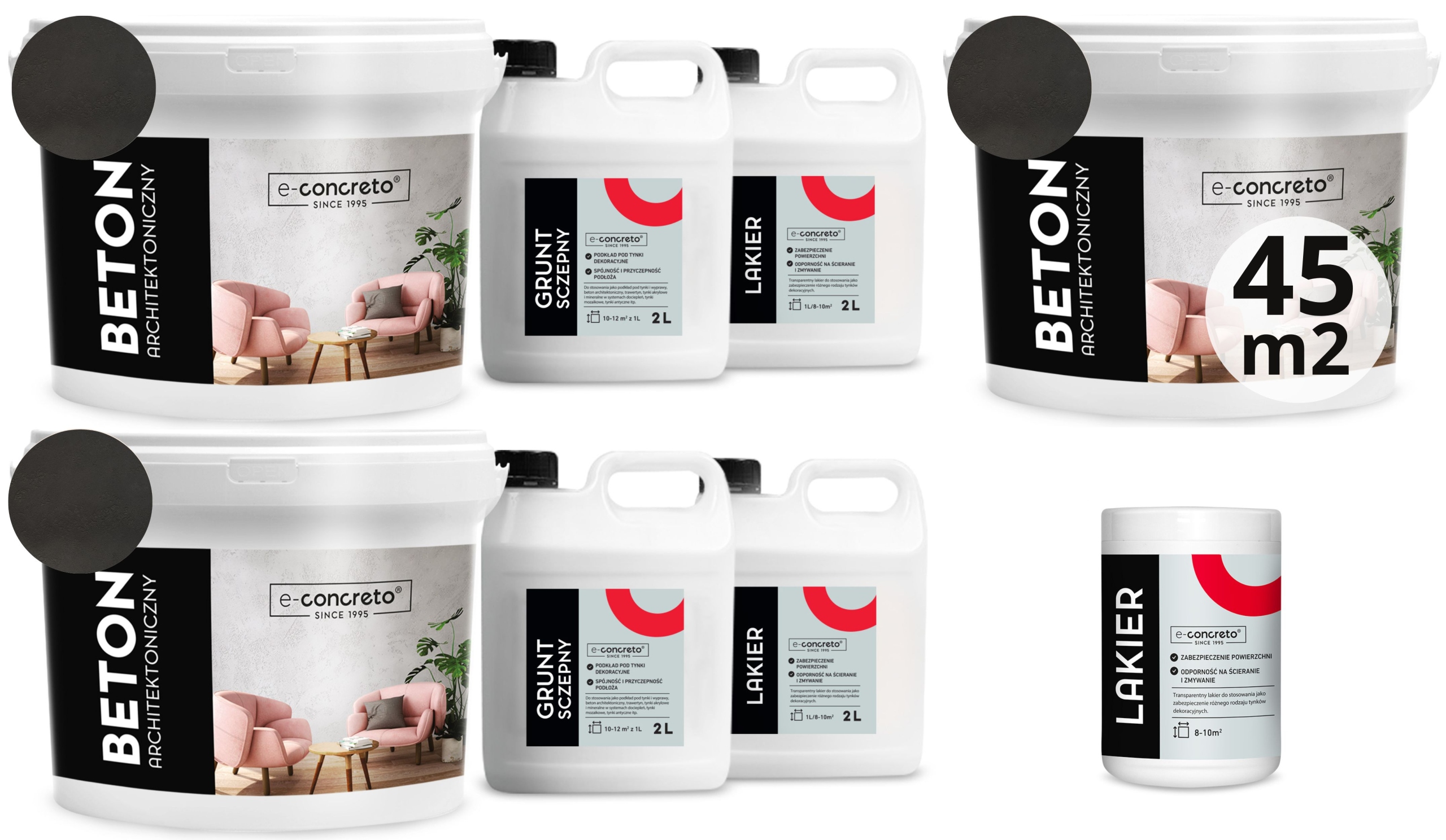 Architektonický beton Omítka Set 45 m2 Antracit