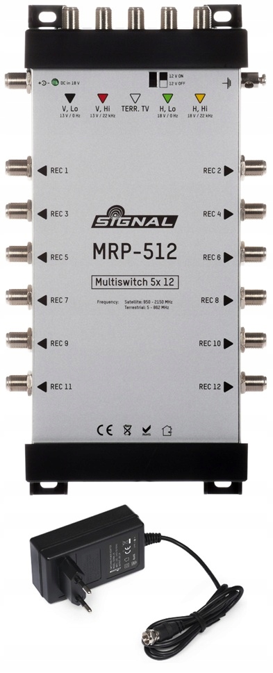 Multiswitch satelitarny DVB-T2 MRP-512 5 wejść 12 wyjść 5/12 Signal