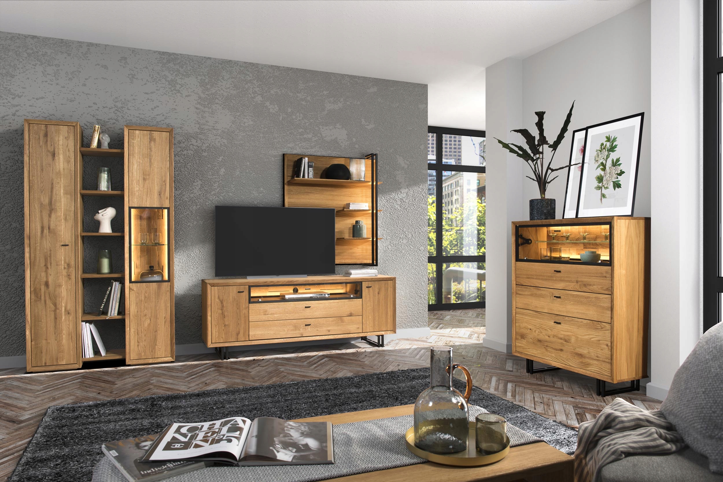 Stylowa Witryna Nowoczesna Drzwi Prawe Dąb EAN (GTIN) 7416156199056