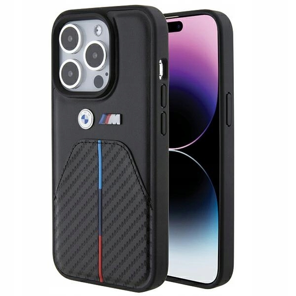 Bmw BMHCP15L22NSTB Kryt Pouzdro na iPhone 15 Pro 6.1" černý/black Stamped Tricolor Stripe