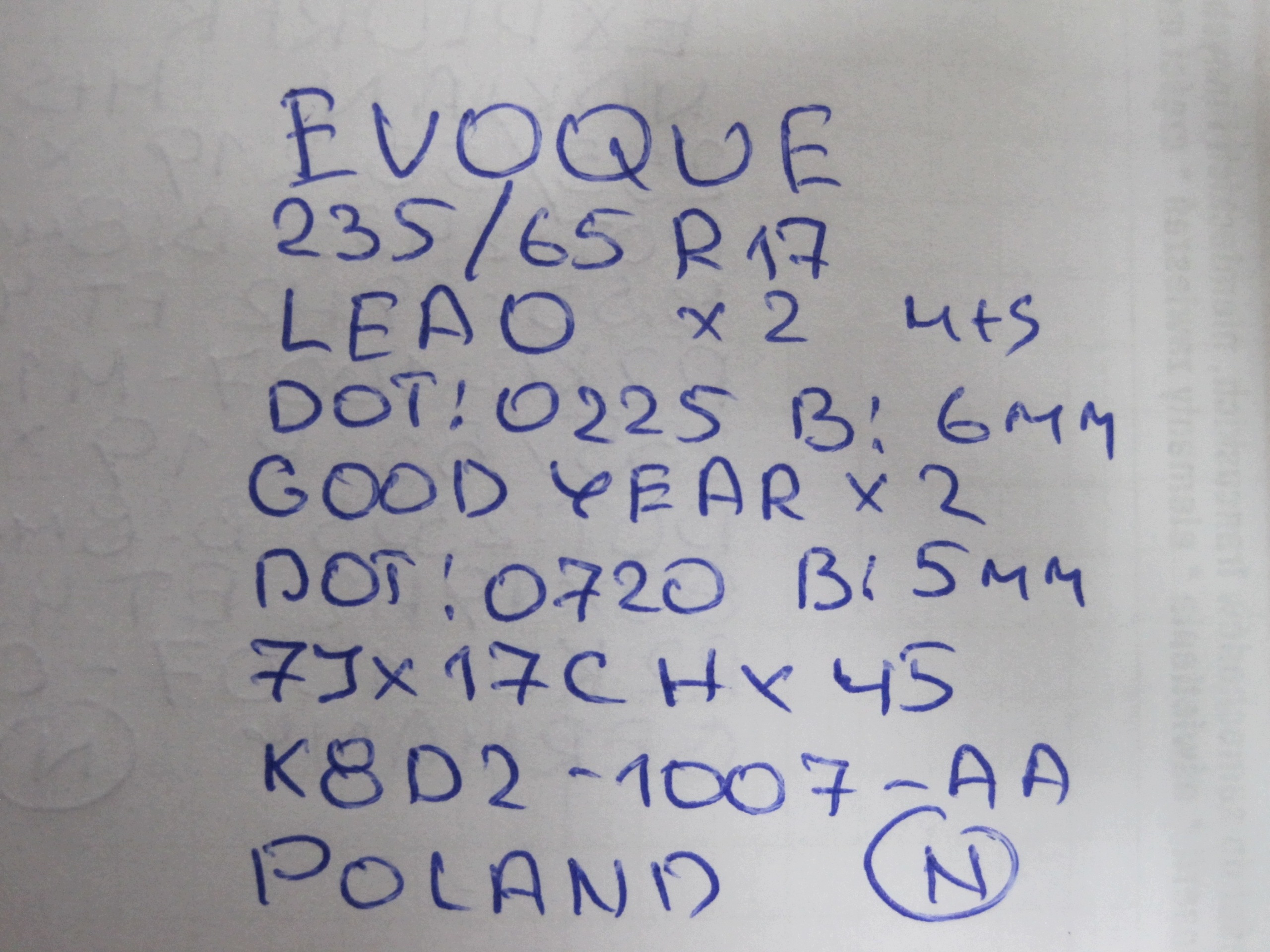 kotači felge gume Range Rover Evoque R17 M+S 6,5MM