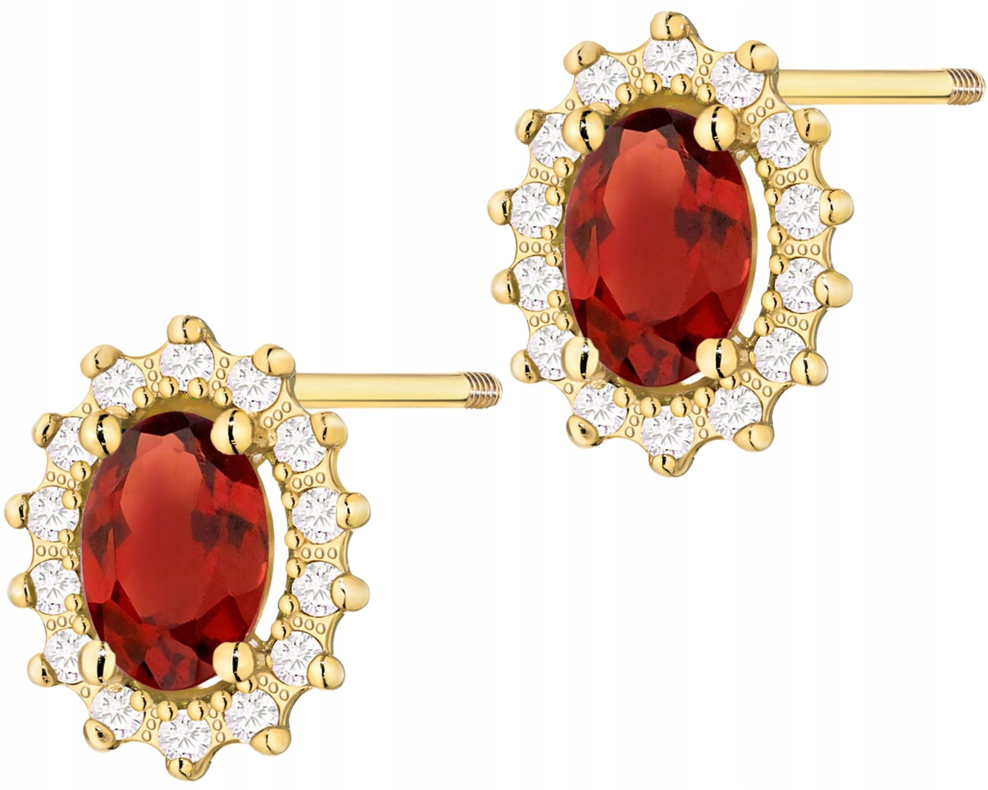 Zlaté Náušnice S Vínově Modrým Odstínem Na Šroubovací Tyči, Zlato 585