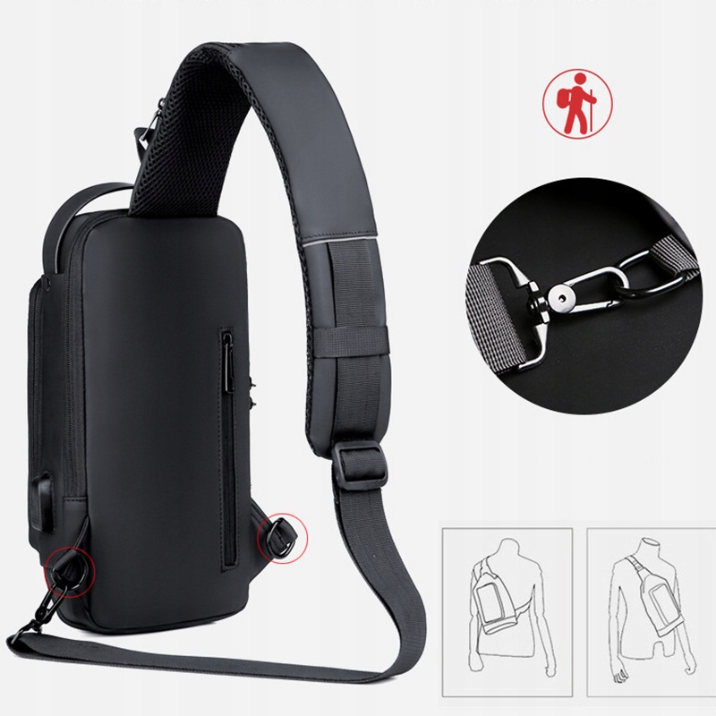 SASZETKA MĘSKA TORBA NERKA PLECAK WODOODPORNY USB Płeć produkt uniseks