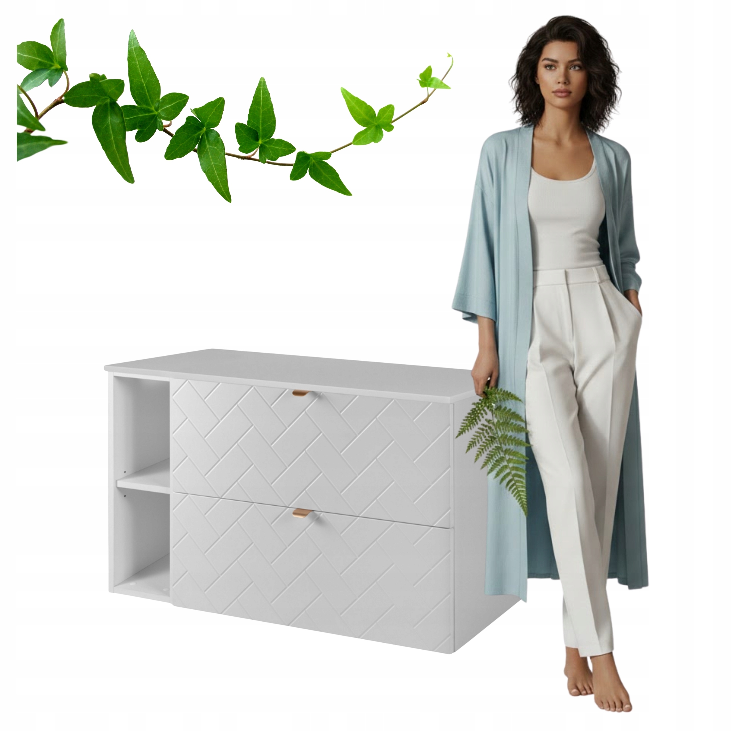 Szafka Łazienkowa Wisząca Pod Umywalkę Regał Blat 100x46 CM Rensan Biała