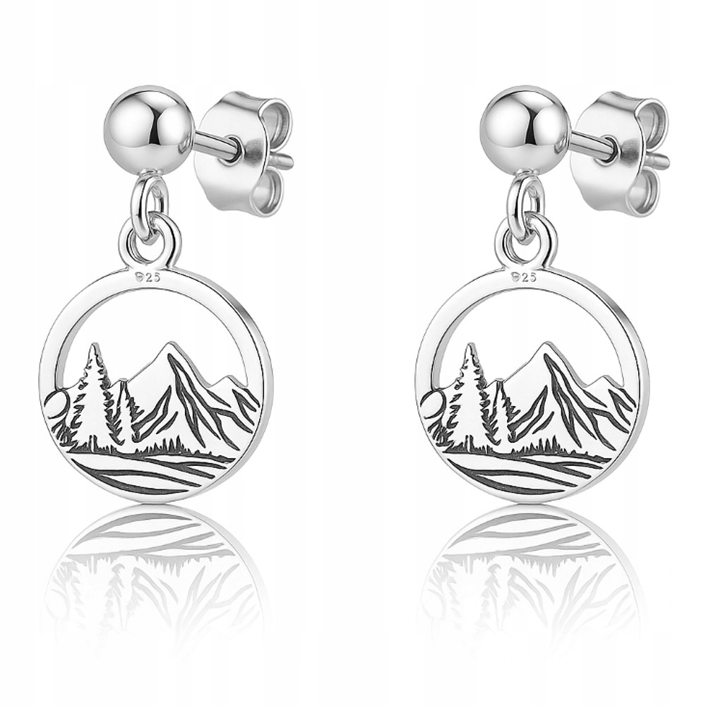 Stříbrné náušnice puzetky Hory Minimalistický styl Stříbro 925