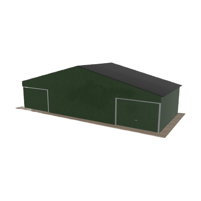 Plechová garáž 12x5 m, dvoupolohová, dvoupolohová, zelená