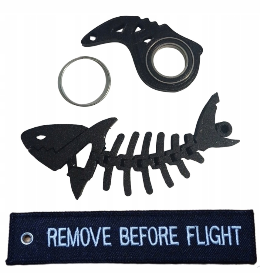 Brelok do Kluczy KEYRAMBIT KEYSPINNER+ REKINEK CZARNY + HAFT HIT TIKTOK