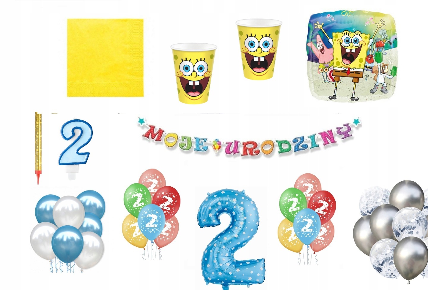 

Zestaw Spongebob Kanciastoporty 2 Urodziny Balony