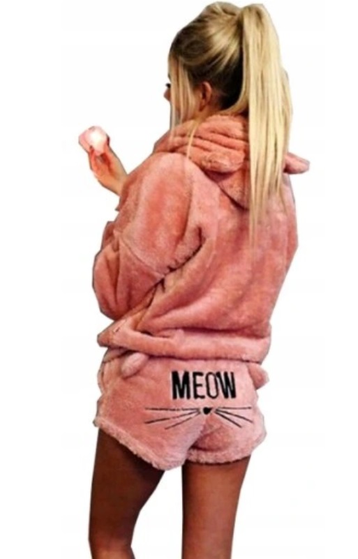 

Piżama Pluszowa, Ciepła Kotek Meow, Szorty rozm. M