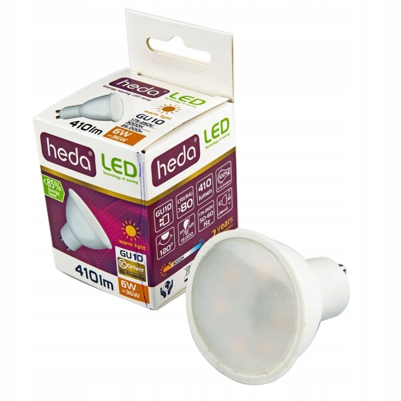 

Żarówka gu10 led ciepła 6 w Heda HD230 120 3000K