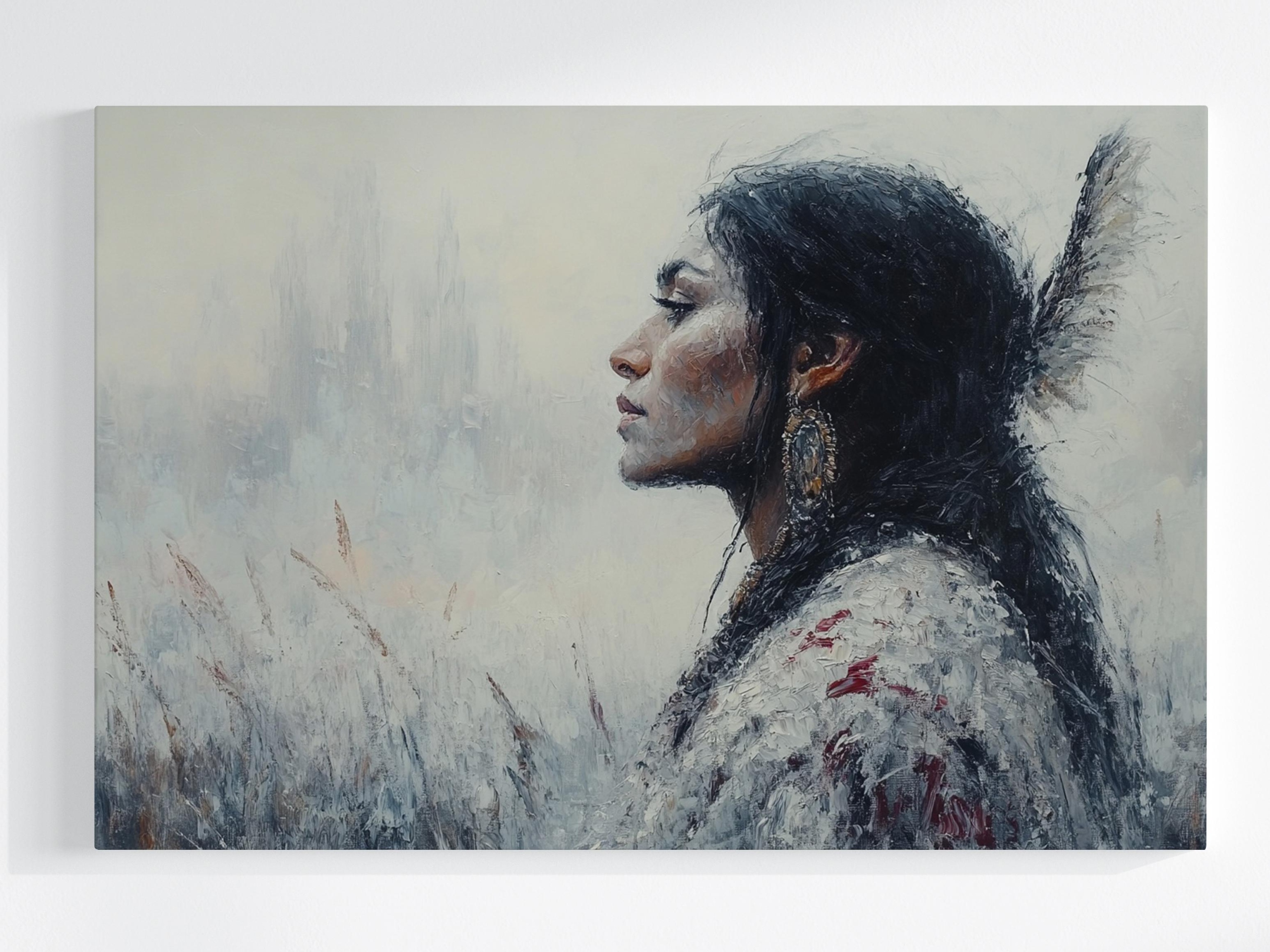 Obraz Na Plátně Canvas Portrét Profil Žena Indianka Etno Tribal 120x80